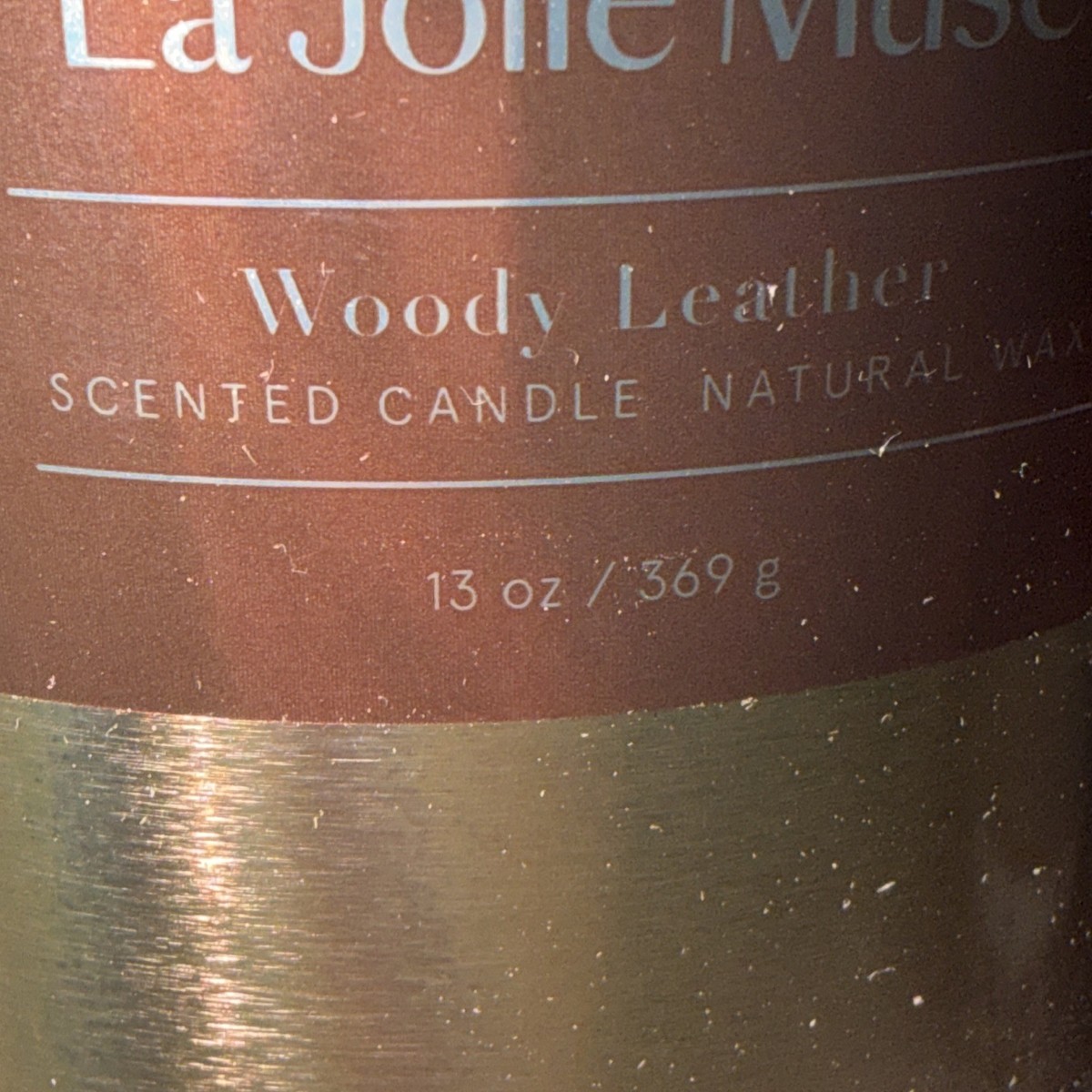 La Jolie Muse WOODY LEATHER Luxury Candle 13oz |Soy Wax