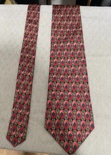 American Traditions Italian 100% Silk Men’s Neck Tie Made In USA Red Blue Chain