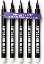 Tattoo Skin Markers For Freehand Stencil Drawing Bold Tip Purple 5-Pack