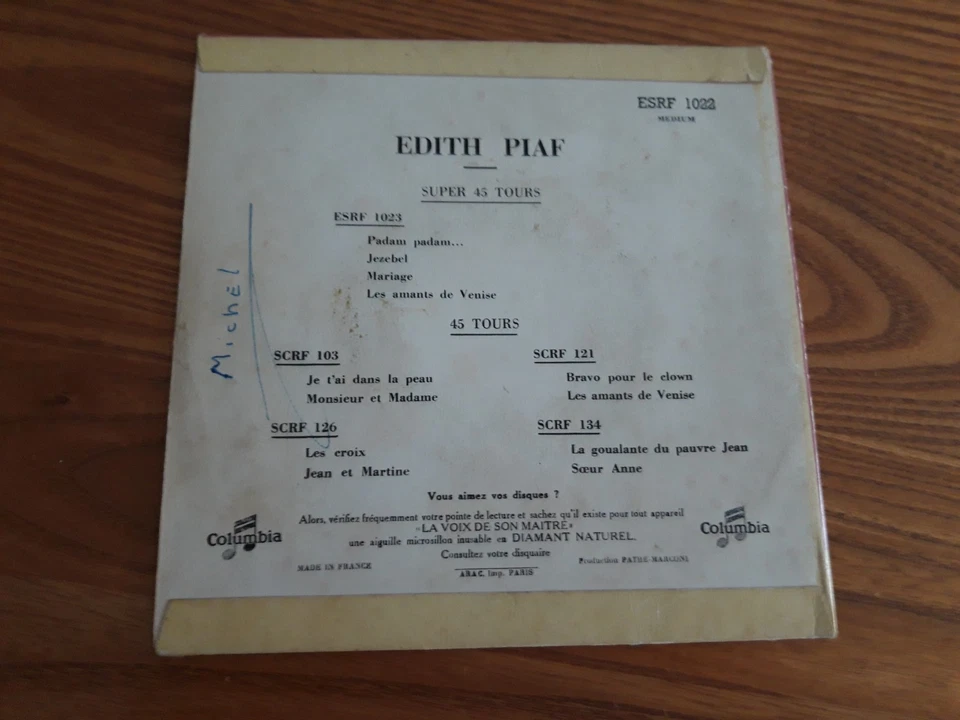 Edith PIAF Dédicace OLYMPIA EP COLUMBIA ESRF 1022 BIEM 1954 EX - Image 3 of 4
