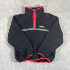 Obermeyer Kids Medium Black Fleece Snap Neck Pullover Sweater Embroidered Trim