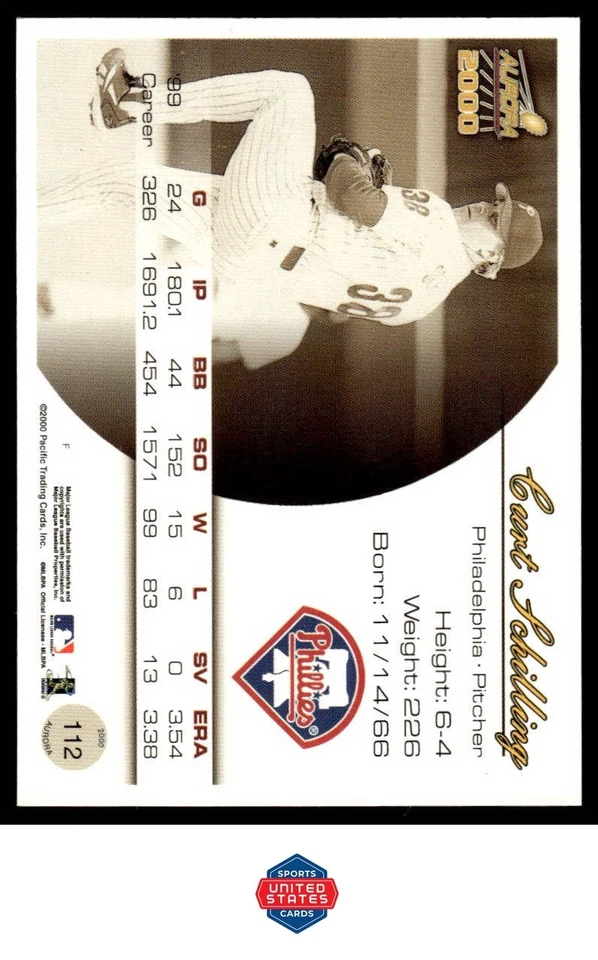 2000 Pacific Aurora #112 Curt Schilling - Image 2 of 2