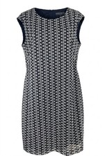 Chaps Ralph Lauren Blk & Wht Floral Lace Lined Sleeveless Sheath Dress 14 Women