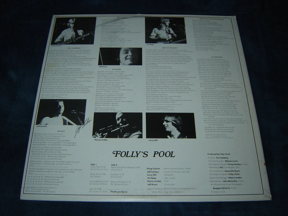Folly's Pool s/t 1977 LP EX Century private prog psych Fresno Acid Archives - Image 2 of 2