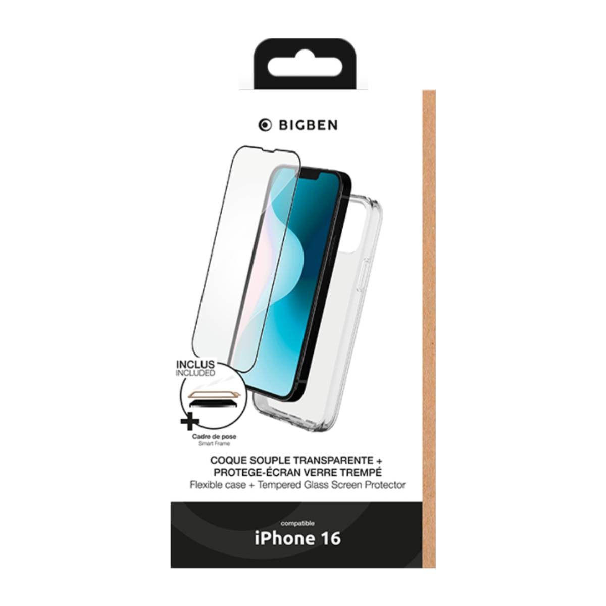 Pack Accessoires 2 en 1 iPhone 16 Transparent avec SmartFrame Flexible - 4