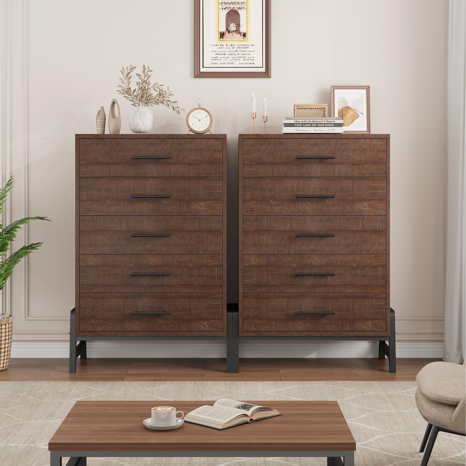 5-Drawer Dresser for Bedroom, 50" Tall Chest of Drawers with Large Storage Space