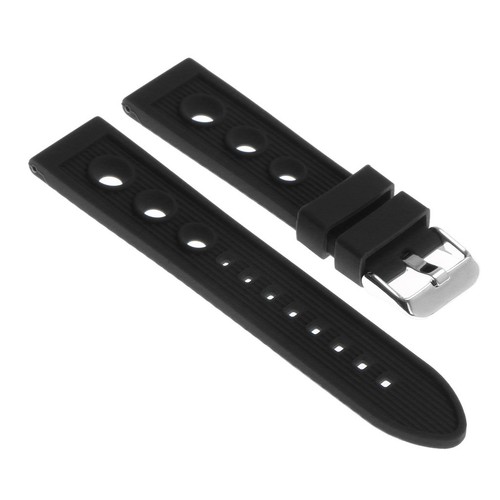 cinturino silicone forato di qualità tipo Breitling nero 20 o 22 mm watch  strap | eBay