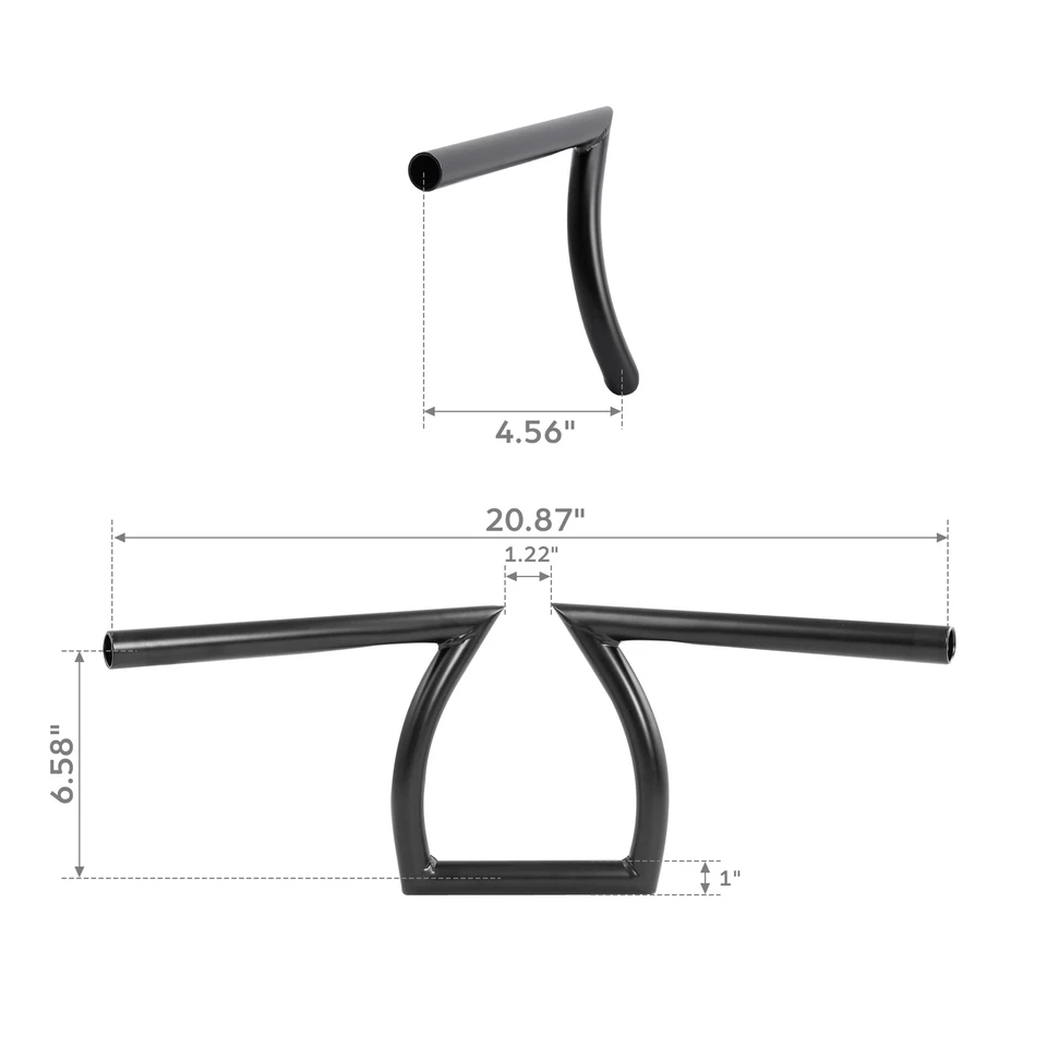 Black 1" Z-Bar Handlebar Fit For Harley Sportster XL 883 1200 Chopper Bobber - Image 2 of 4