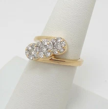 1CT Natural Diamond Cluster Anniversary Bridal Wedding Band Ring 14K Yellow Gold