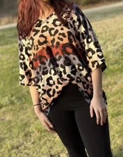 Cream N Sugar Cheetah Print Top - Large