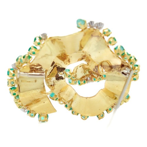 Andrew Grima Attributed 18 Karat Gold, Emerald, & Diamond Modernist Brooch - 第 11/16 張圖片