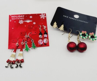 Christmas Earrings Lot Set of Pierced Gift Holiday Jewelry