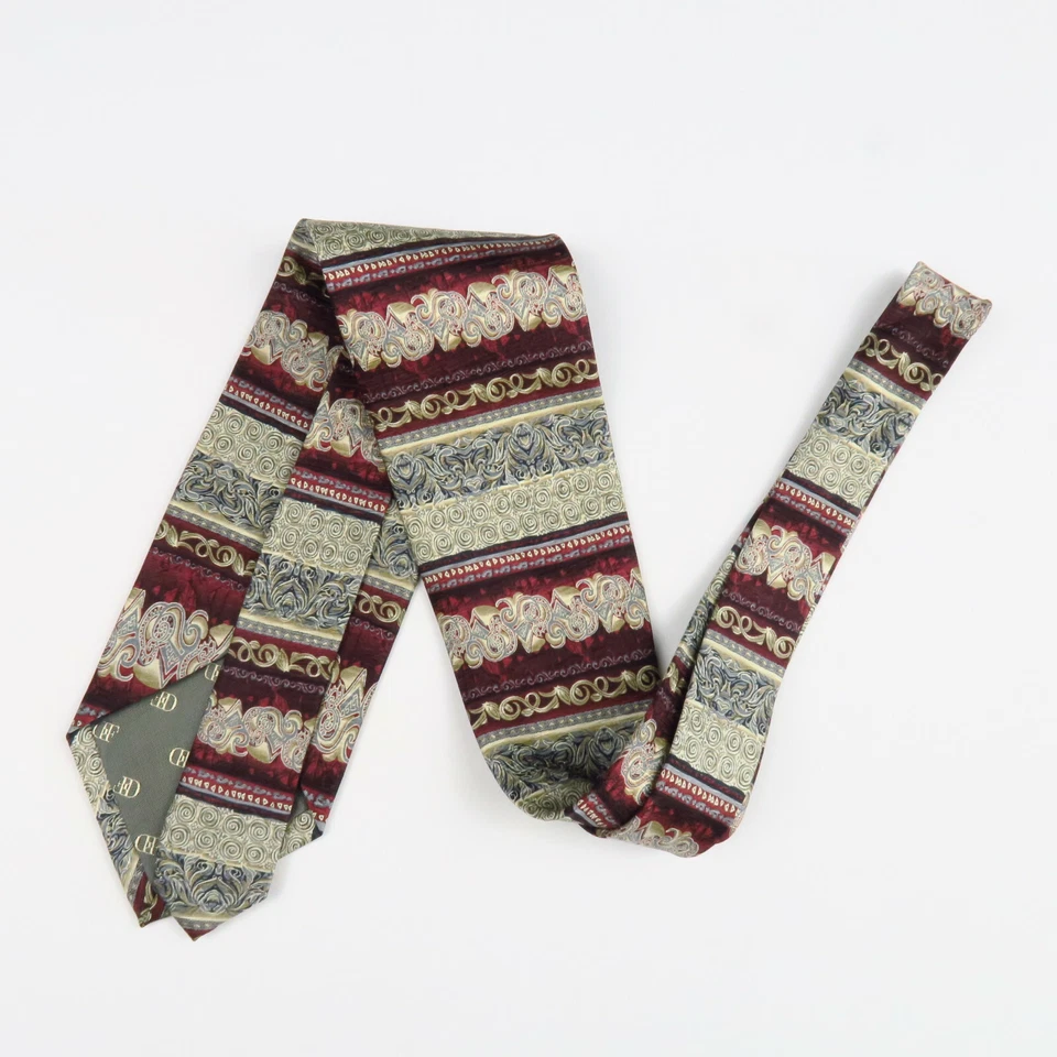 Галстук мужской Daniel De Fasson галстук красный серебристый абстрактный в полоску 59 дюймов x 3,5 дюйма ручная работа - Изображение 4 из 4