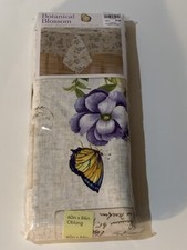 New Botanical Blossom Printed Tablecloth Oblong 60 X 84in Flower Pattern