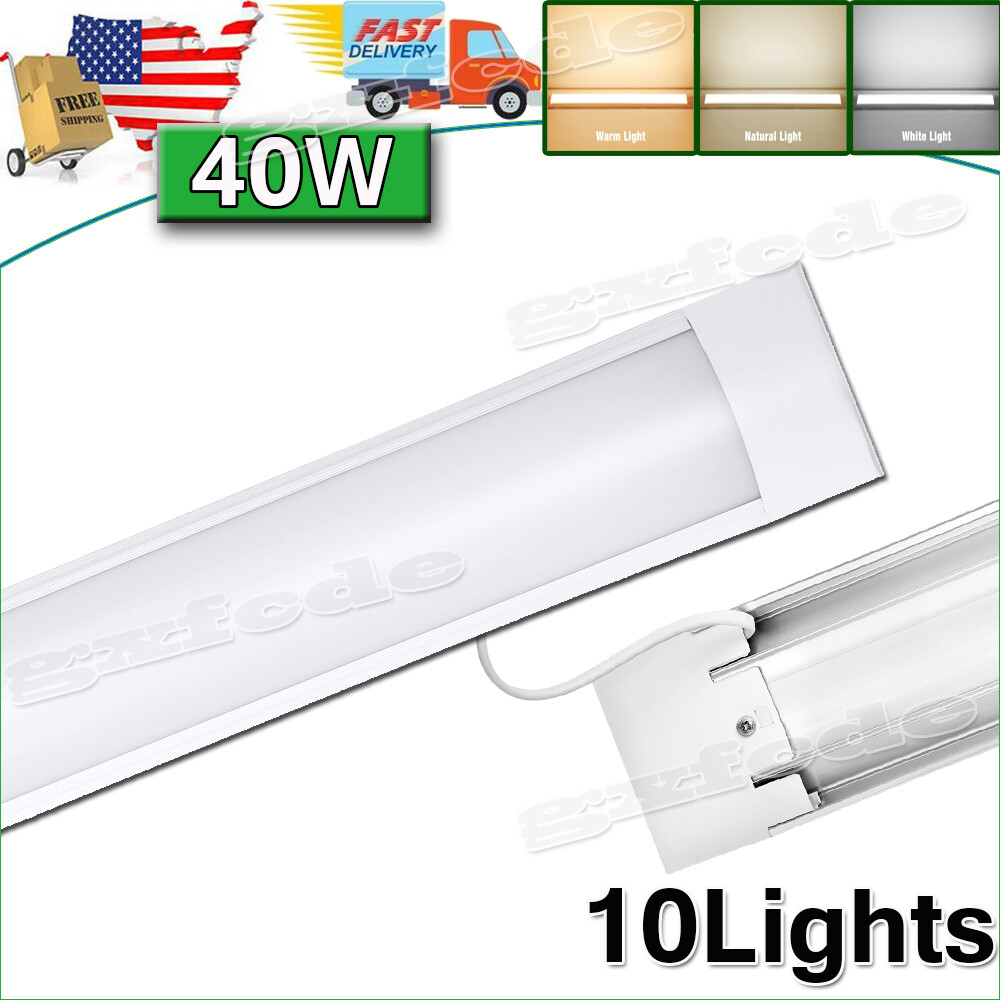 10Pcs 4FT LED Batten Tube Light Shop Light Workbench Garage Ceiling Lamp Dimmar