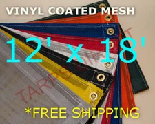 12' x 18' Vinyl Coated Mesh Tarp - Dump Truck Trailer Wind Break Fence Cover
