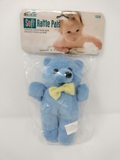 NEW Vintage Blue Bear Rattle Soft Rattle Pals 2000 NIP Decoration Rattle Plush