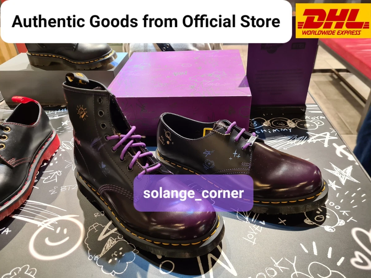NEW DR Martens BT21 BTS Official 1460 Purple & Black Leather Boots