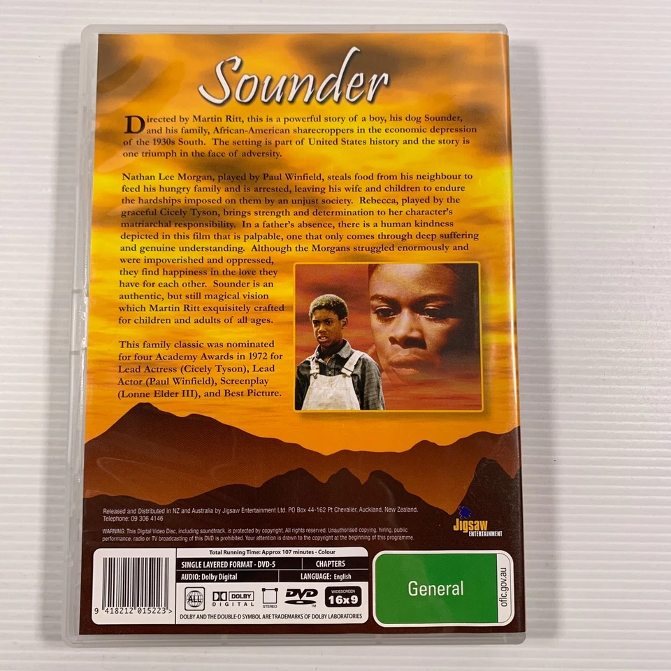 Sounder (DVD, 1972) Cicely Tyson, Paul Winfield, Kevin Hooks Region all - Image 3 of 3