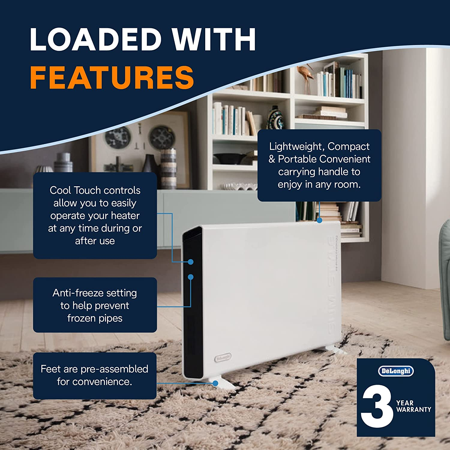Deu0026#039;Longhi Convection Panel Heater, Full Room Quiet 1500W | eBay