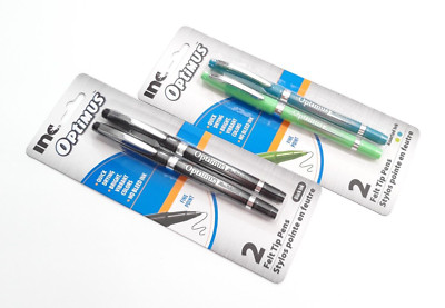 2 PACKS 4 FELT TIP PENS INC  Optimus  BLACK GREEN & TEAL INK FINE POINT