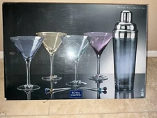 VTG 1980s Royal LTD May Co Dept Stores 13 Pc Martini Set Glasses, Picks, Markers
