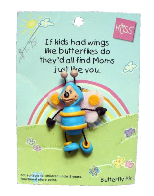 Russ PIN Vintage Butterfly Man Jointed Skribbles K Kelly Critter Brooch NEW*