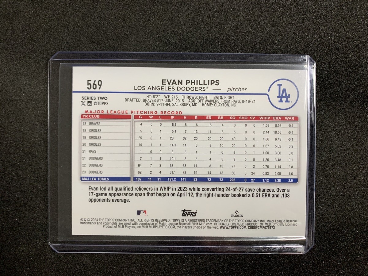 2024 Topps #569 Evan Phillips Yellow Parallel Dodgers | eBay