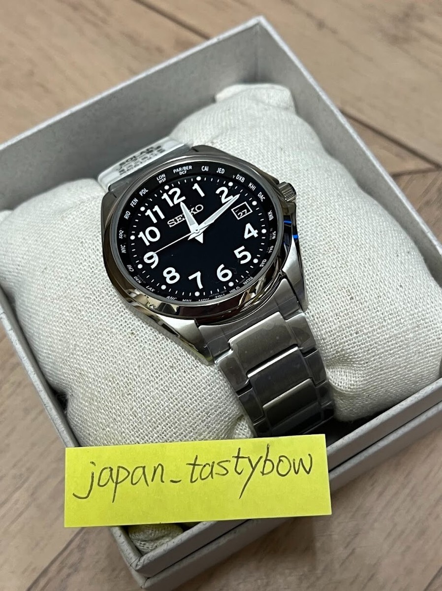 Seiko Selection SBTM329 Black Dial Titanium Solar Atomic Radio Men