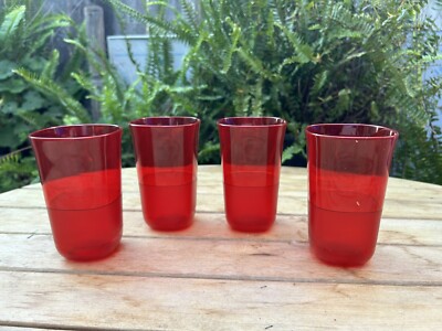 Tupperware Set of 4 Acrylic Candy Apple Red Blossom Tumblers 400ml -Elegant New