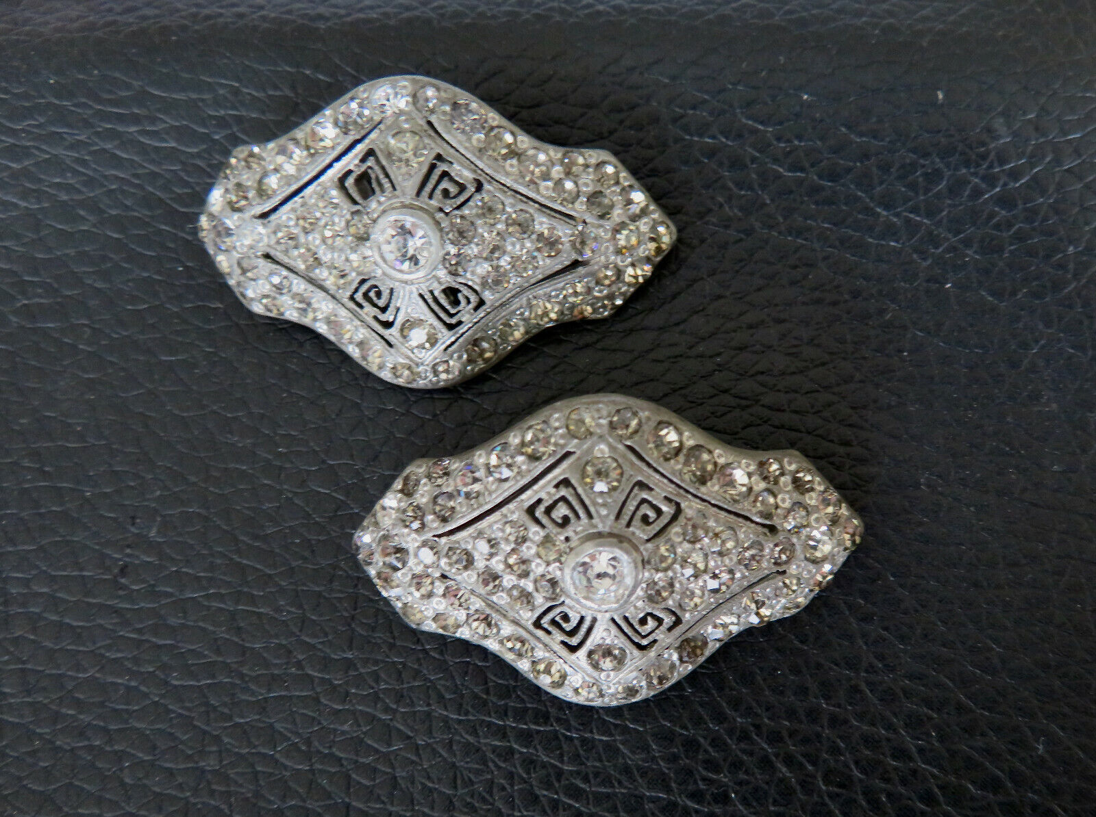 Art Deco Antique Rhinestone Pierced Pair of Pins … - image 2