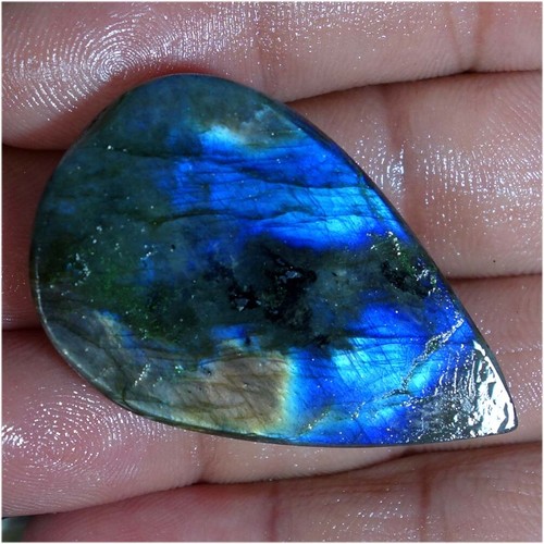 Collier Labradorite Naturelle Perles Bleues - Longueur 18 Pouces (~45cm), Fermoir Homard, Fait Main