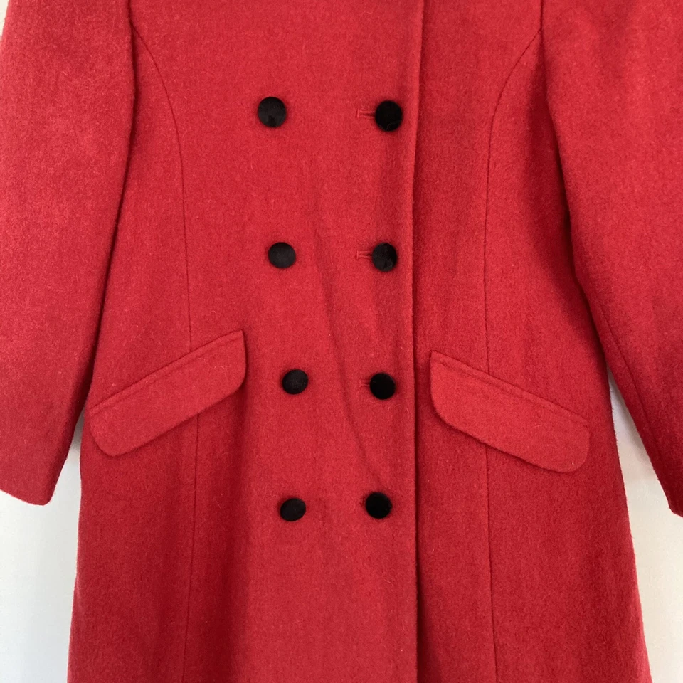 Abrigo Princesa Vintage Gymboree Niñas 5/6 Rojo Lana Negro Terciopelo Etiqueta Arco Iris Foto 3 de 4