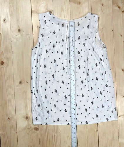Loft Petites Women's Sleeveless Single Button Sheer Blouse Sze XXSP White/ Black - Picture 5 of 8