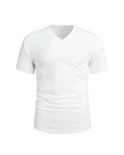 Men's V-Neck  T-Shirts Solid Color Short Sleeve White TrendiChique… Men's Tops