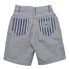 Vintage 90s Chic Kids Blue Striped Jean Shorts Girls 8 20x8 Floral Retro Denim