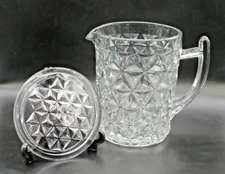 VTG 1940s Imperial Glass Company Ohio Pattern Mt Vernon Clear Lidded Pitcher