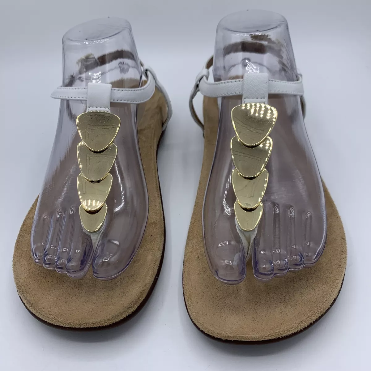 Vionic Sandals Womens 8.5 Miami Thong Flats White Leather Round