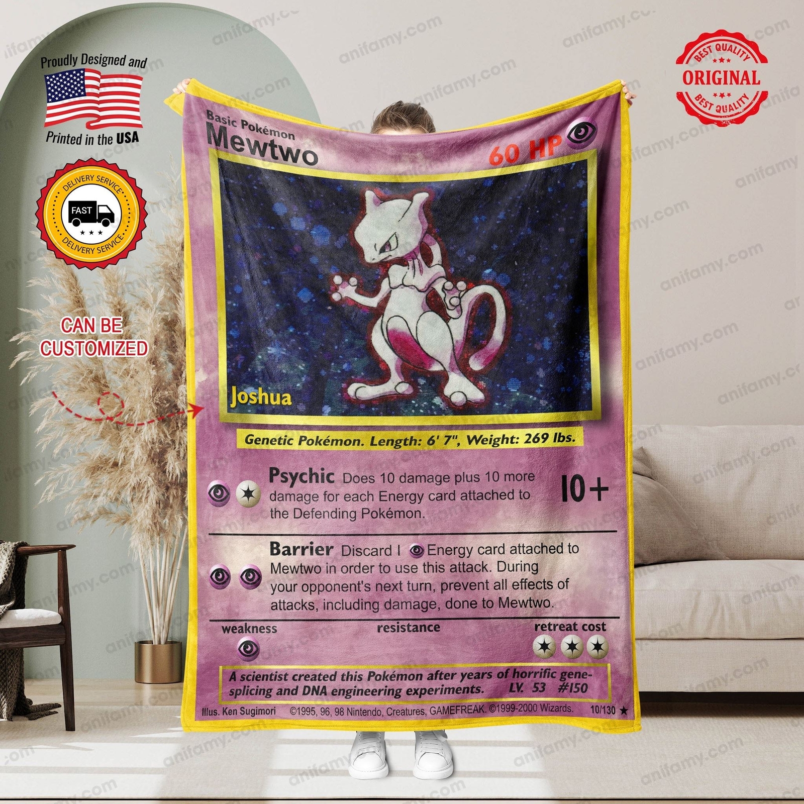 Mewtwo Pokemon Trading Pokemon Card Blanket - BipuBunny Store in