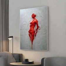Red Painted Woman Canvas Unframed Print Art