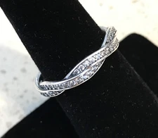 Pandora Twist of Fate Clear CZ Ring 190892CZ Many Sizes+HINGED BOX +POLISH CLOTH