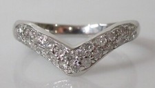 Gold Diamond Ring - 18ct White Gold Multi Diamond Wishbone Ring Size O
