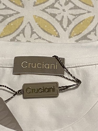 New Cruciani Italy 98% Cotton Men’s Crew Neck T-Shirt Size 56 White - Picture 4 of 12