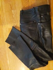 HARLEY DAVIDSON BLACK LEATHER BIKER PANTS MOM HIGH WAIST WOMEN'S 29 X 29 VINTAGE
