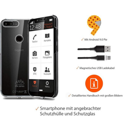 Gigaset GS195LS Smartphone für Senioren: Made in Germany, ohne Vertrag, Notruf