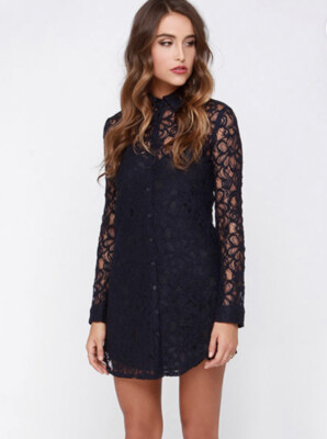 bb dakota navy lace dress Bb Dakota Tanya Navy Lace Fancy Shirt Slip Dress Xs