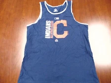 NEW MAJESTIC MLB AUTHENTIC CLEVELAND INDIANS BLUE TANK TOP SIZE L