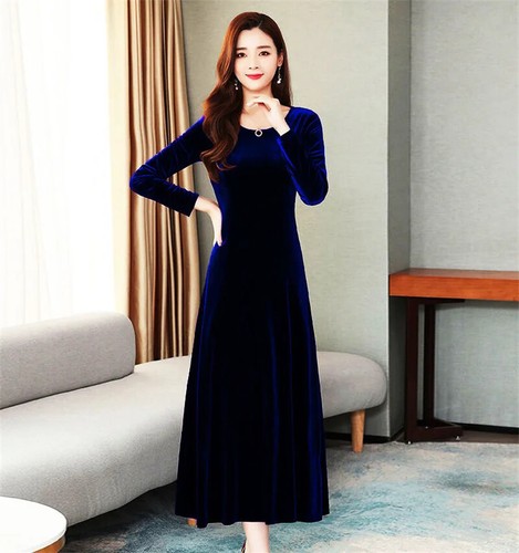 Kleid Damen Mittellang Slim Fit Temperament Langarm Herbstkleid Langes Kleid - Bild 14 von 30