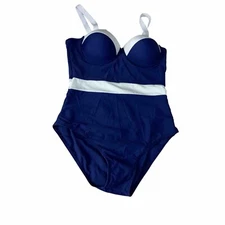 SHEIN Blue White One Piece Swimming Suit Women Size M Swim Bikini Padded Classic