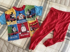 Vintage 90s Y2K 3T 3 Toddler Thomas The Tank Engine Pajamas PJ Set Train Red